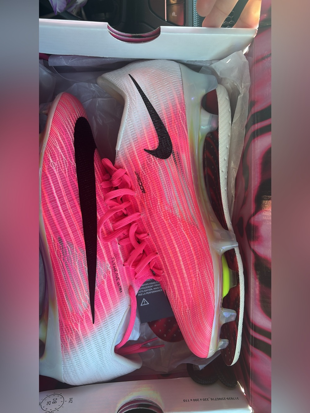 Nike Men’s soccer cleats - Hot Pink/White with Black Swoosh